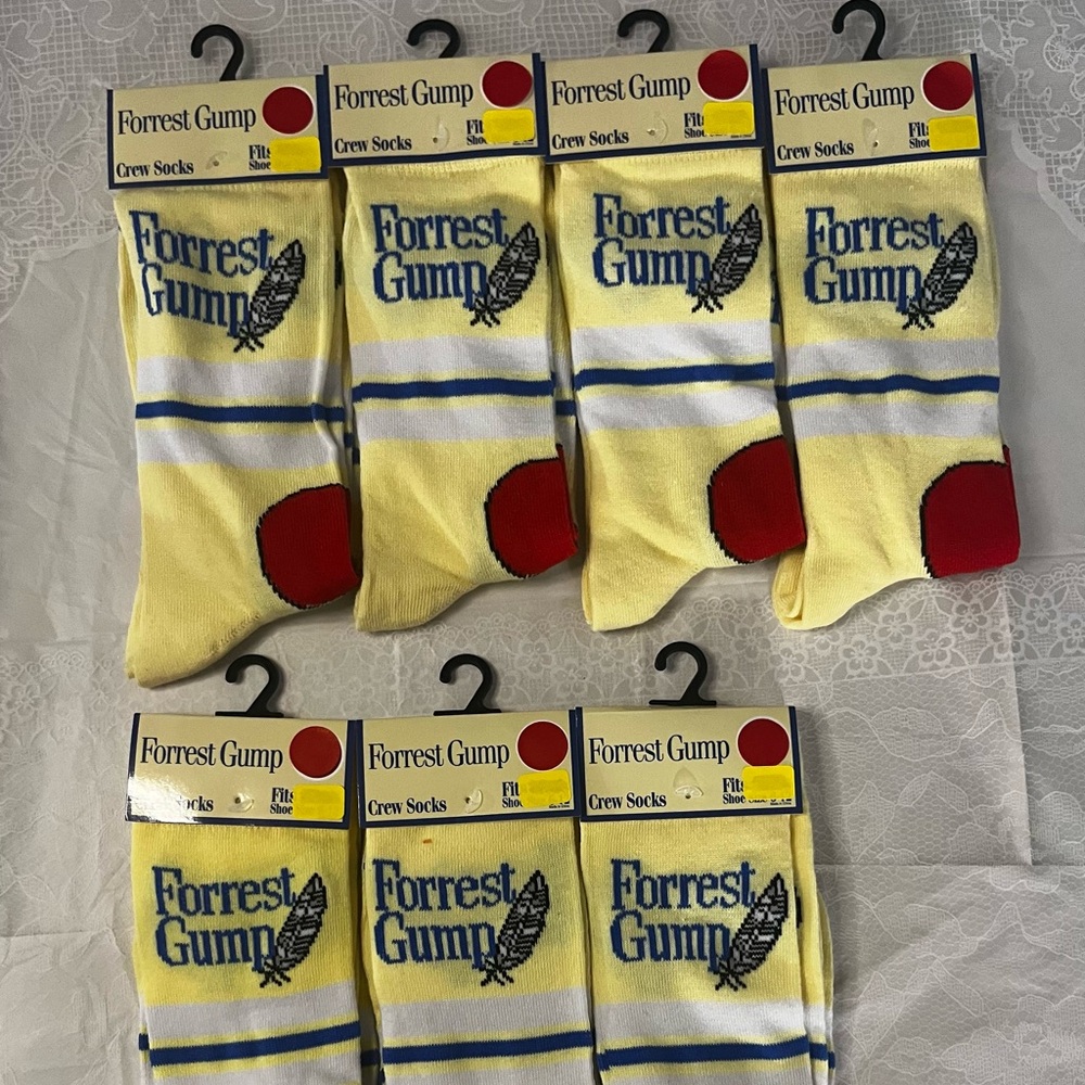 Forrest Gump Crew Socks - Yellow and Red